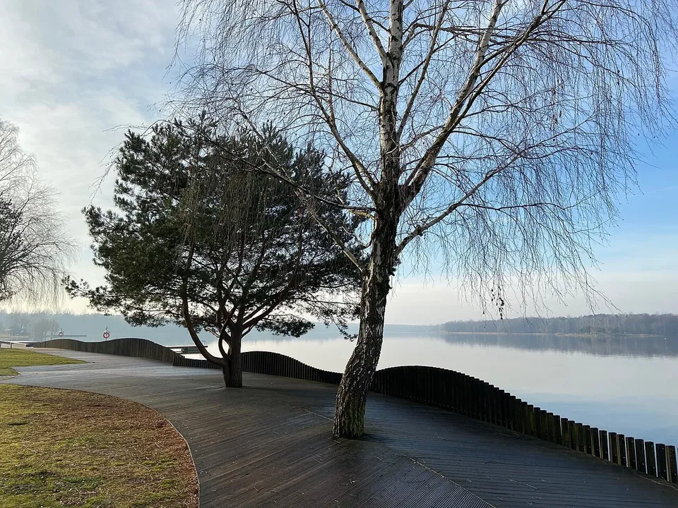 Promenada i brzeg jeziora Paprocańskiego w Tychach